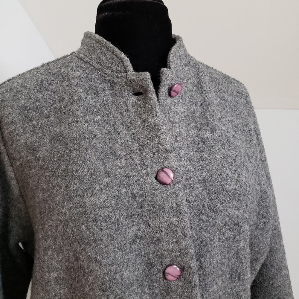 Norm Thompson 100% Wool Gray Winter Coat Large Classic Minimal Preppy - Picture 7 of 12